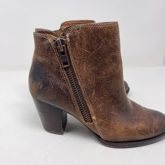 Sofft Womens 6.5 Brown Distressed Side Exposed Zip Ankle Booties Boot Leather - Picture 3 of 12